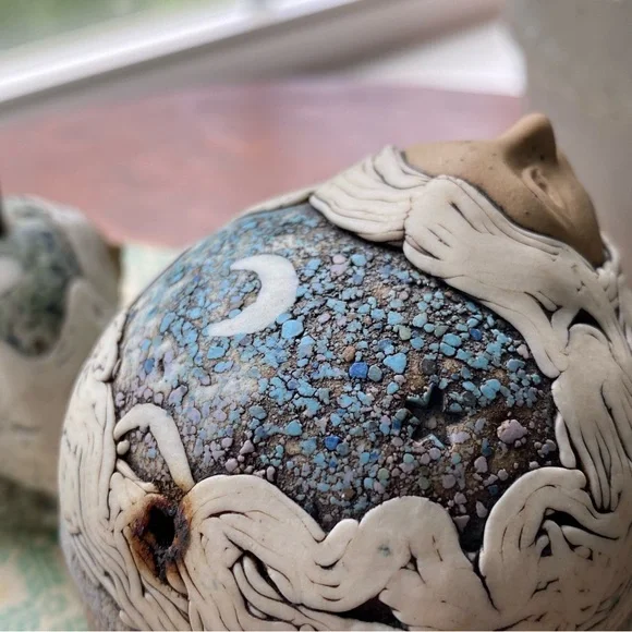 Incense Burners Handcrafted Porcelain Ceramic Art with Faces EUC - Picture 6 of 16